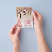 Rose Gold Glitzer Quinceanera Brünett Flyer (Gruppe)