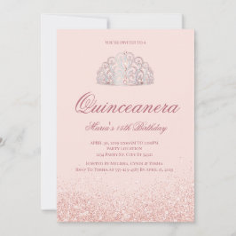 Rose Gold Glitzer Quinceanera Einladungen