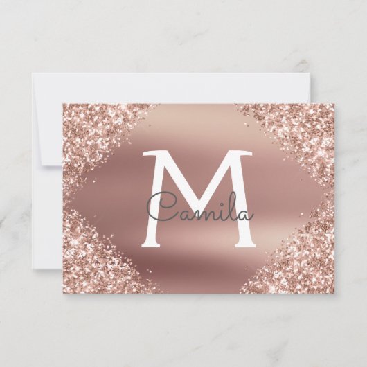 Rose Gold Glitzer Quinceanera Save the Date (Vorderseite)