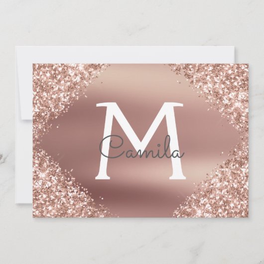 Rose Gold Glitzer Quinceanera Save the Date (Vorderseite)