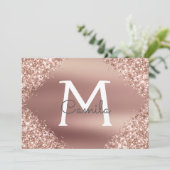 Rose Gold Glitzer Quinceanera Save the Date (Stehend Vorderseite)
