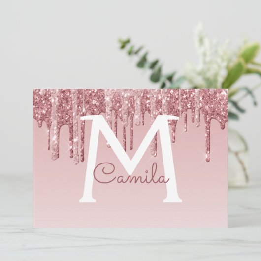 Rose Gold Glitzer Quinceanera Save the Date Einladung (Stehend Vorderseite)