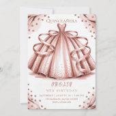 Rose Gold Glitzer Quinceñera Einladung (Vorderseite)