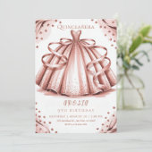 Rose Gold Glitzer Quinceñera Einladung (Stehend Vorderseite)