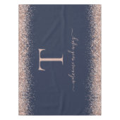 Rose Gold Glitzer Quote Monogram Erstblauer Navy Tischdecke (Vorderseite)