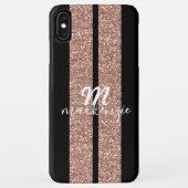 Rose Gold Glitzer Racing Streifen Mit Monogramm Case-Mate iPhone Hülle (Rückseite)
