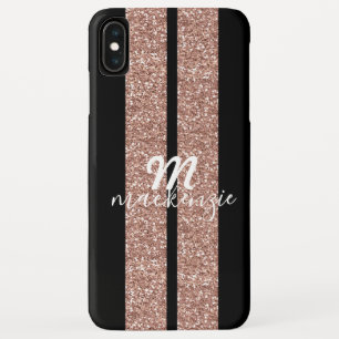 Rose Gold Glitzer Racing Streifen Mit Monogramm Case-Mate iPhone Hülle