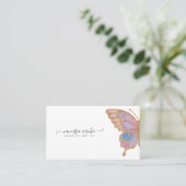 Rose Gold Glitzer Rainbow Butterfly Logo Visitenkarte (Stehend Vorderseite)