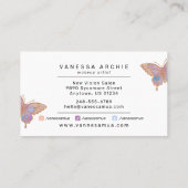 Rose Gold Glitzer Rainbow Butterfly Logo Visitenkarte (Rückseite)