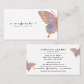 Rose Gold Glitzer Rainbow Butterfly Logo Visitenkarte (Vorne/Hinten)