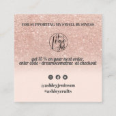 Rose gold Glitzer Retro-Skript-Reihenfolge Vielen  Quadratische Visitenkarte (Rückseite)