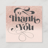 Rose gold Glitzer Retro-Skript-Reihenfolge Vielen  Quadratische Visitenkarte (Vorderseite)