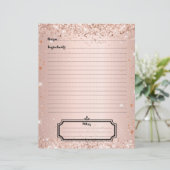 Rose Gold Glitzer Rezept Kochbuch Seite einfügen (Stehend Vorderseite)