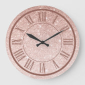 Rose Gold Glitzer Romantiker Sparkle Girly Große Wanduhr (Vorderseite)