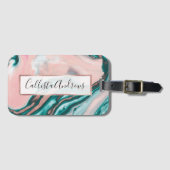 Rose Gold Glitzer Rosa Aquamariner Wirbel lackiert Gepäckanhänger (Vorderseite (Horizontal))