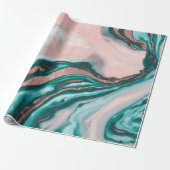 Rose Gold Glitzer Rosa Aquamariner Wirbel lackiert Geschenkpapier (Ungerollt)