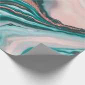 Rose Gold Glitzer Rosa Aquamariner Wirbel lackiert Geschenkpapier (Ecke)