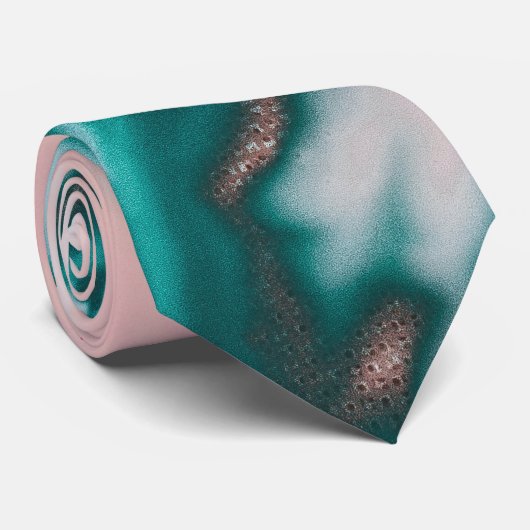 Rose Gold Glitzer Rosa Aquamariner Wirbel lackiert Krawatte (Gerollt)