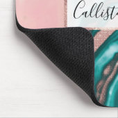 Rose Gold Glitzer Rosa Aquamariner Wirbel lackiert Mousepad (Ecke)