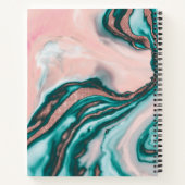 Rose Gold Glitzer Rosa Aquamariner Wirbel lackiert Notizblock (Rückseite)