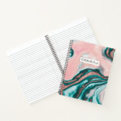 Rose Gold Glitzer Rosa Aquamariner Wirbel lackiert Notizblock (Innenseite)