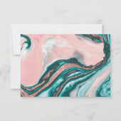 Rose Gold Glitzer Rosa Aquamariner Wirbel lackiert Save The Date (Rückseite)