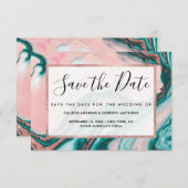 Rose Gold Glitzer Rosa Aquamariner Wirbel lackiert Save The Date (Vorne/Hinten)