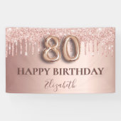 Rose Gold Glitzer Rosa Ballon Stil 80. Banner (Horizontal)