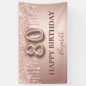 Rose Gold Glitzer Rosa Ballon Stil 80. Banner (Vertikal)