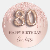 Rose Gold Glitzer Rosa Ballon Stil 80. Runder Aufkleber (Vorderseite)