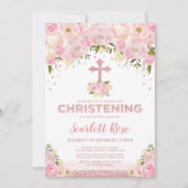 Rose Gold Glitzer Rosa Blume Christine Einladung (Vorderseite)