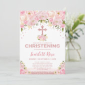 Rose Gold Glitzer Rosa Blume Christine Einladung (Stehend Vorderseite)