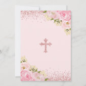 Rose Gold Glitzer Rosa Blume Christine Einladung (Rückseite)