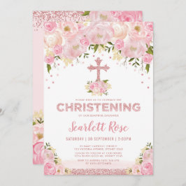 Rose Gold Glitzer Rosa Blume Christine Einladung