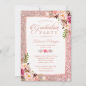 Rose Gold Glitzer Rosa Blumenstudium Party Einladung (Vorderseite)