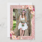 Rose Gold Glitzer Rosa Blumenstudium Party Einladung (Rückseite)