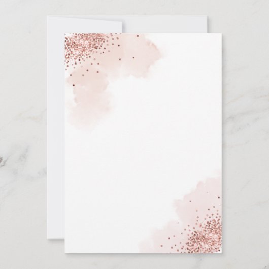 Rose Gold Glitzer Rosa Blütenblüte Quinceanera Einladung (Rückseite)