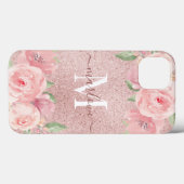 Rose Gold Glitzer Rosa Blütenrosa Case-Mate iPhone Hülle (Rückseite (Horizontal))