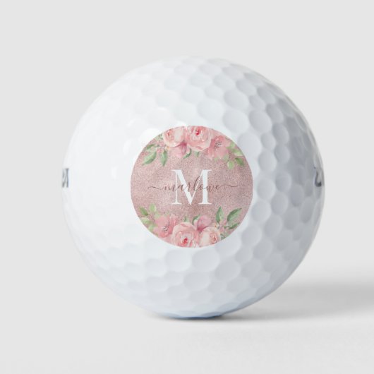 Rose Gold Glitzer Rosa Blütenrosa Golfball (Vorderseite)