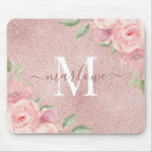 Rose Gold Glitzer Rosa Blütenrosa Mousepad (Vorne)