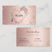 Rose Gold Glitzer Rosa Blütenschminke Schönheit Visitenkarte (Vorne/Hinten)