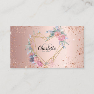 Rose Gold Glitzer Rosa Blütenschminke Schönheit Visitenkarte