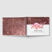 Rose Gold Glitzer Rosa Bouquet Hochzeit Gästebuch (Voll)