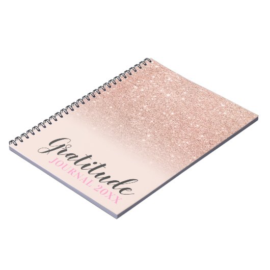 Rose Gold Glitzer Rosa Dankeszeitschrift Notizblock (Linke Seite)