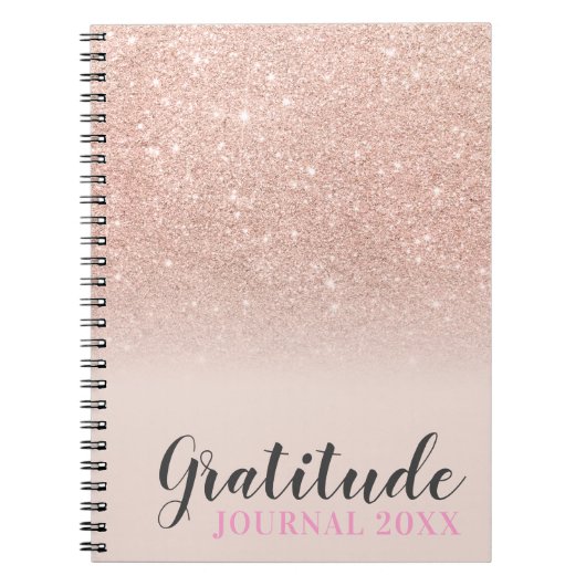 Rose Gold Glitzer Rosa Dankeszeitschrift Notizblock (Vorderseite)