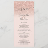 Rose Gold Glitzer Rosa Drehbuch Hochzeitsmenü Menükarte (Vorderseite)