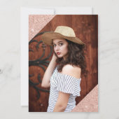 Rose Gold Glitzer Rosa Foto 16 . Geburtstag Einladung (Rückseite)