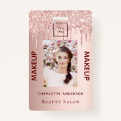 Rose Gold Glitzer Rosa Foto Schönheitssalon Make-u Ausweis (Vorderseite)