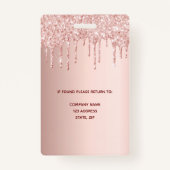 Rose Gold Glitzer Rosa Foto Schönheitssalon Make-u Ausweis (Rückseite)