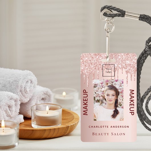 Rose Gold Glitzer Rosa Foto Schönheitssalon Make-u Ausweis